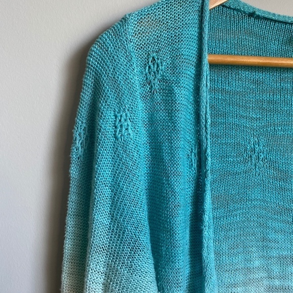 Moth Anthropologie Crochet Long Open Front Gradient Color Cardigan Size Medium - Picture 4 of 12